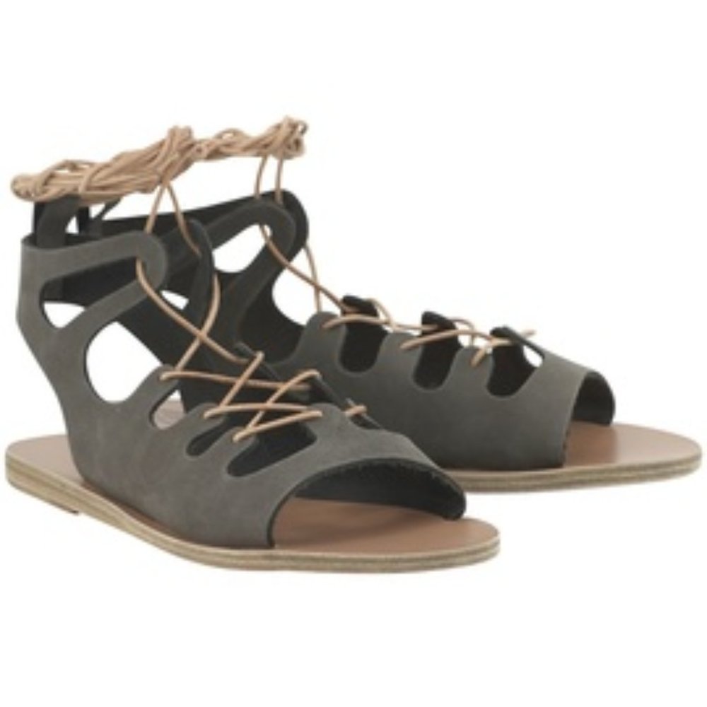 ANCIENT GREEK SANDALS ANTIGONE KHAKI LEATHER NUBUCK 36 Greece